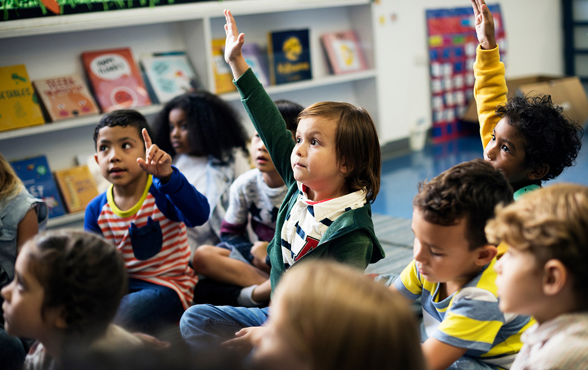 Kids in school learning